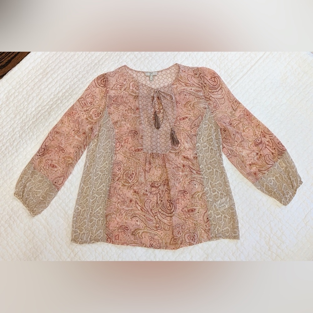 Joie Acerila Pink Paisley Print Silk Blouse Size XS
